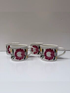 Vintage Portmeirion Mugs, Welsh Dresser Pattern, Made in Great Britain, Set of 4